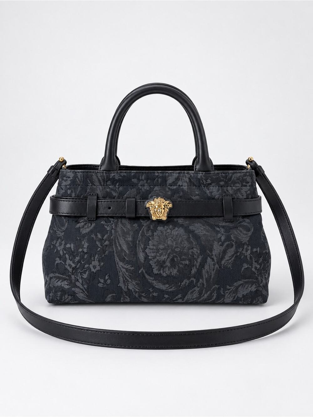 Versace Medusa Black Jacquard Medusa Belt-Detail Tote